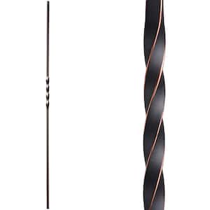 Twist and Basket 44 in. x 0.5 in. Oil Rubbed Copper Single Twist Hollow Wrought Iron Baluster