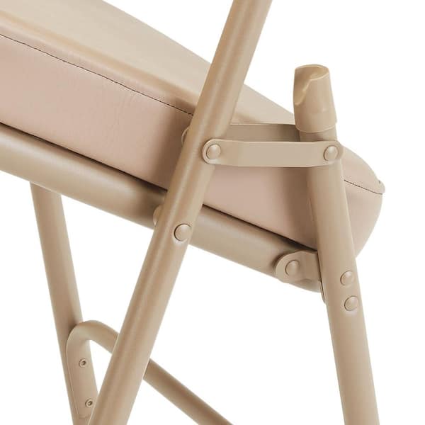 National Public Seating 1200 Series Vinyl Premium Folding Chair - Honey Brown / Beige