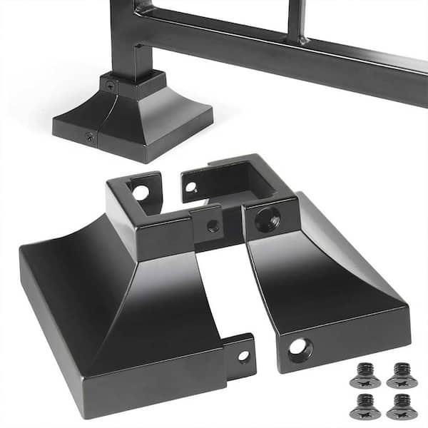 1 Aluminum Deck Post Base Cover Skirt for Handrail Stair Porch Deck Railing Black With Easy Installation Feature
