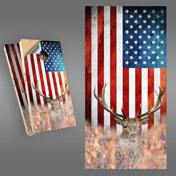 Vinyl Cornhole Skin Wraps Deer USA American Flag 