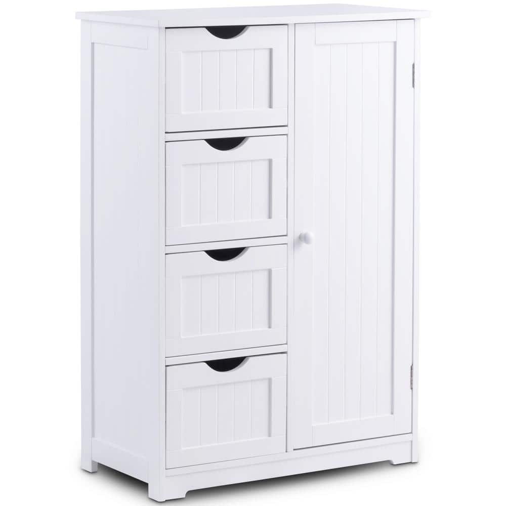 HONEY JOY White Wooden 4-Drawer Bathroom Cabinet Storage TOPB000058 ...