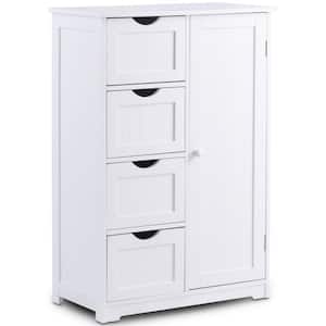 White Wooden 4-Drawer Bathroom Cabinet Storage