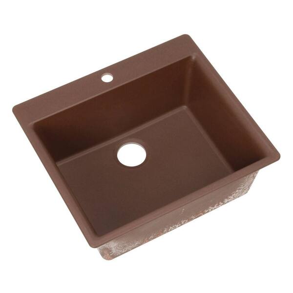 HOUZER Gemo Series Drop-In Granite 23.625x20.875x8.688 0-hole Single Basin Kitchen Sink in Copper