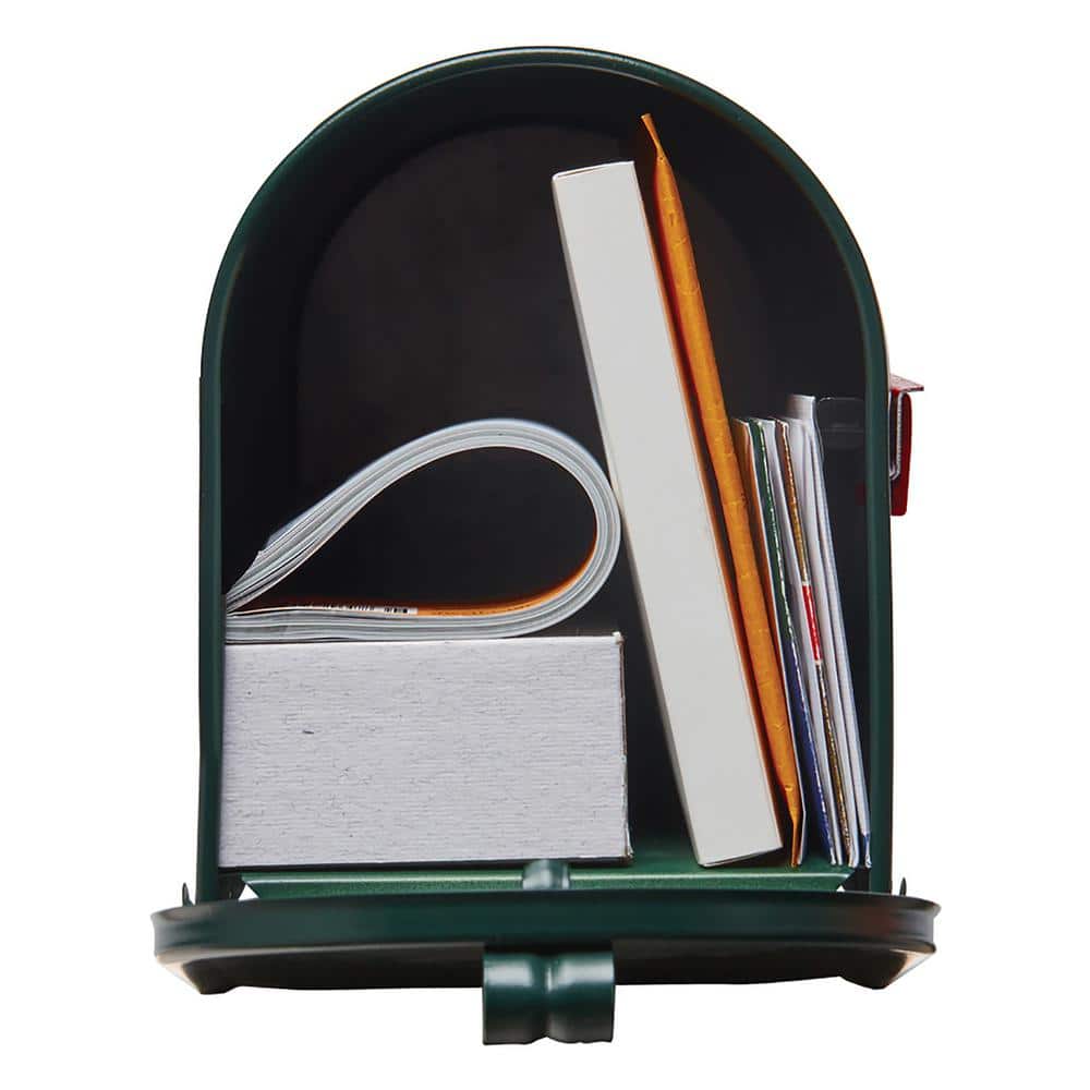 Medium Green Galvanized Steel Lockable Post Mount Mailbox