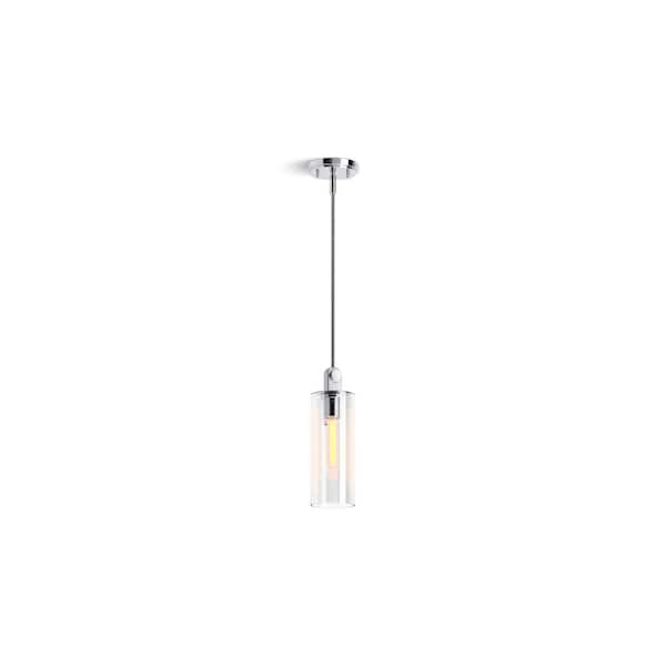 KOHLER Crue 1-Light Polished Chrome 4 in. Pendant Light with Clear Glass Shade