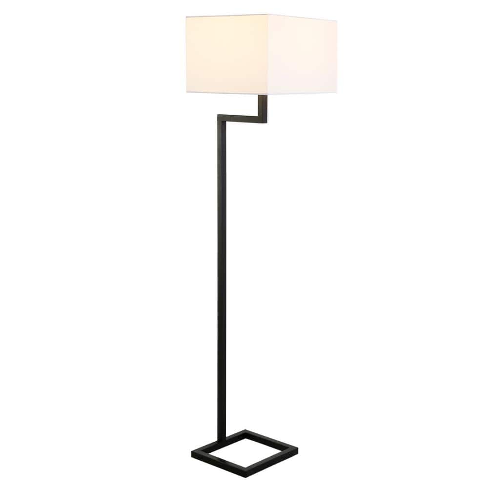Xavier Voice-Controlled 64" Floor Lamp in Blackened Bronze with White Shade