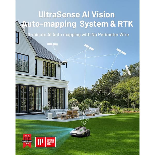 YUKA Mini 800H 7.5 in. Robot Lawn Mower (8,700 sq. ft.)Adjustable Cutting Height (2.0 in.- 3.5 in.) UltraSense AI Vision