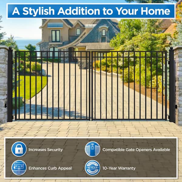 ALEKO Madrid Style 12 ft. x 6 ft. Black Steel Dual Swing Driveway Fence Gate