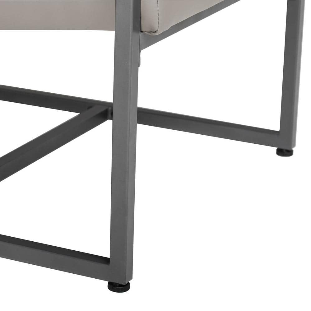 Mushroom Gray Leather and Metal Accent Chair