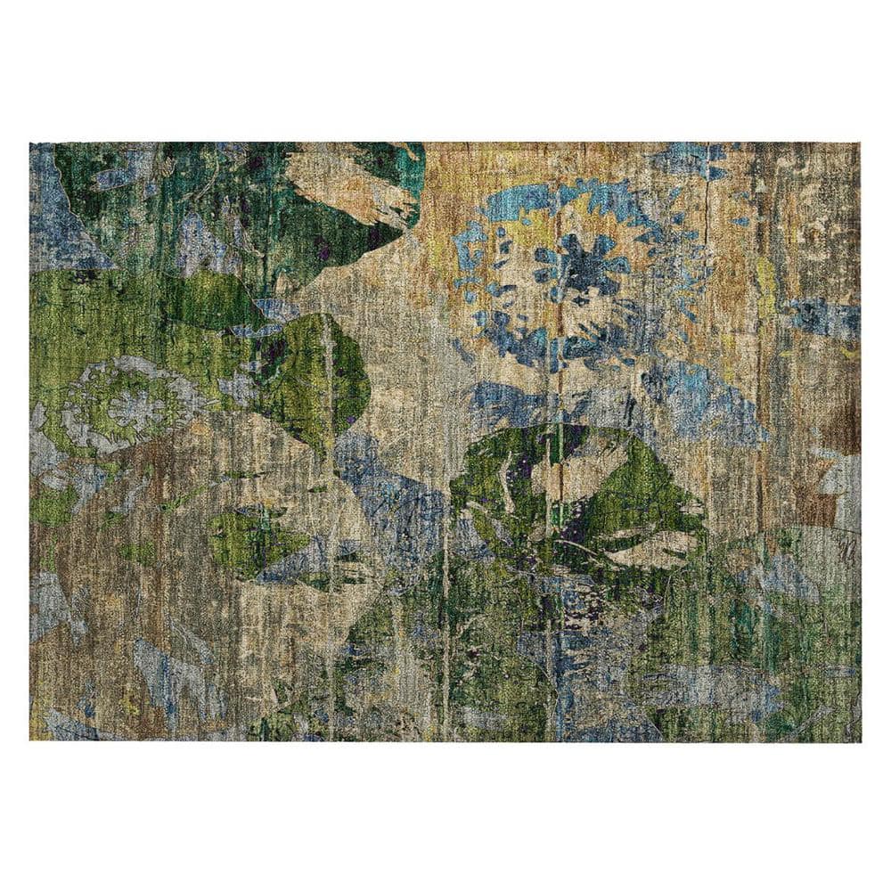 Taupe Blue and Green 2 ft. x 3 ft. Woven Floral Rectangle Indoor/Outdoor Area Rug price history on PriceWatchPro