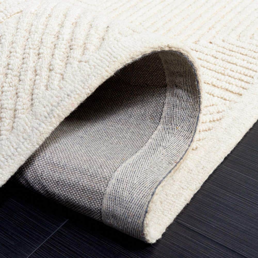 Ivory Geometric Hand-Tufted Wool Area Rug, 4' x 6'