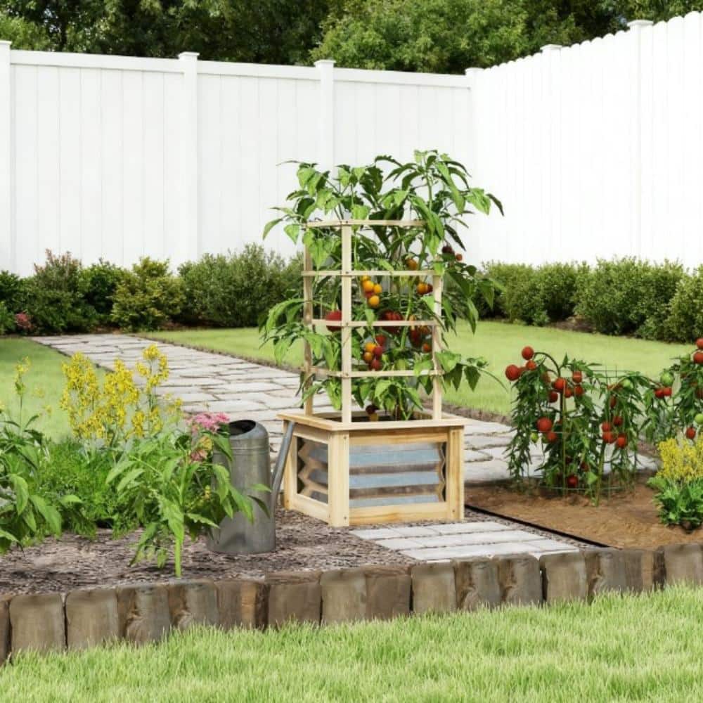 Galvanized Planter Box Elevated Garden Bed,Wooden Raised Garden Bed with Trellis,for Garden,Patio price history on PriceWatchPro