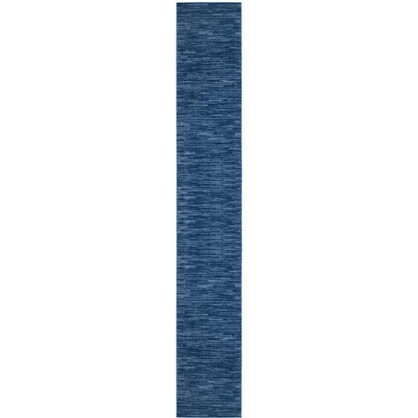 Nourison Essentials 2 ft. x 20 ft. Navy Blue Solid Contemporary Kitchen Runner Indoor/Outdoor Area Rug