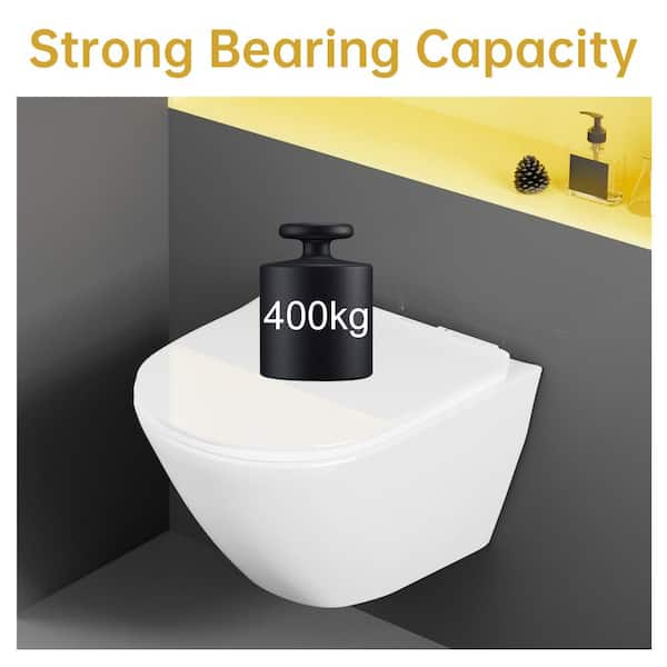 Simple Project 2-Piece 0.8/1.6 GPF Dual Flush Elongated Wall Hung Toilets  in White, with Wall Toilet Carrier System 2 in. x 4 in. WHT3W-WHTT1