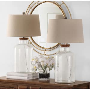 Caden 27.5 in. Clear Table Lamp with Oatmeal Shade (Set of 2)