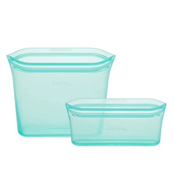 Zip Top Reusable Silicone 8-Piece Set - 3-Sizes of Cups, 3-Sizes of Dishes,  2-Sizes of Bags, Zippered Storage Containers in Teal Z-SET8A-03 - The Home  Depot