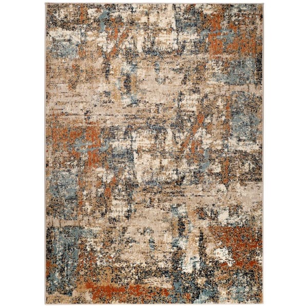 Allure 9 x 12 Beige/Rust Abstract Pattern Area Rug for High Traffic Living Room Dining Room Bedroom