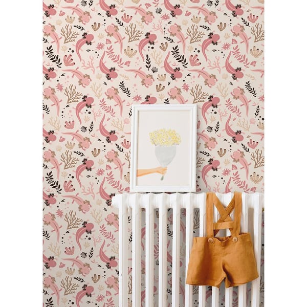 Axolotl Pink Underwater Garden Peel and Stick Wallpaper