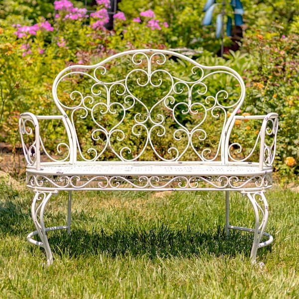 White metal garden online bench