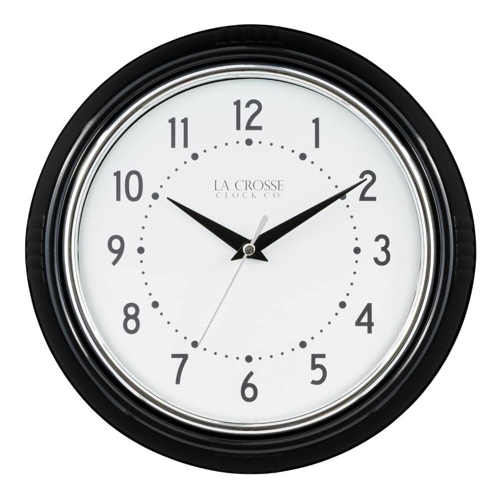 La Crosse Technology 9.5 Inch Retro Diner Black Quartz Wall Clock -  404-3624B