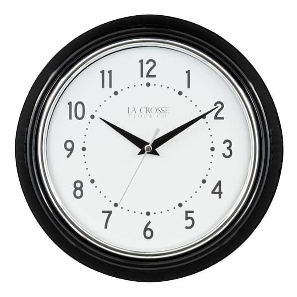 La Crosse Technology 9.5 Inch Retro Diner Black Quartz Wall Clock