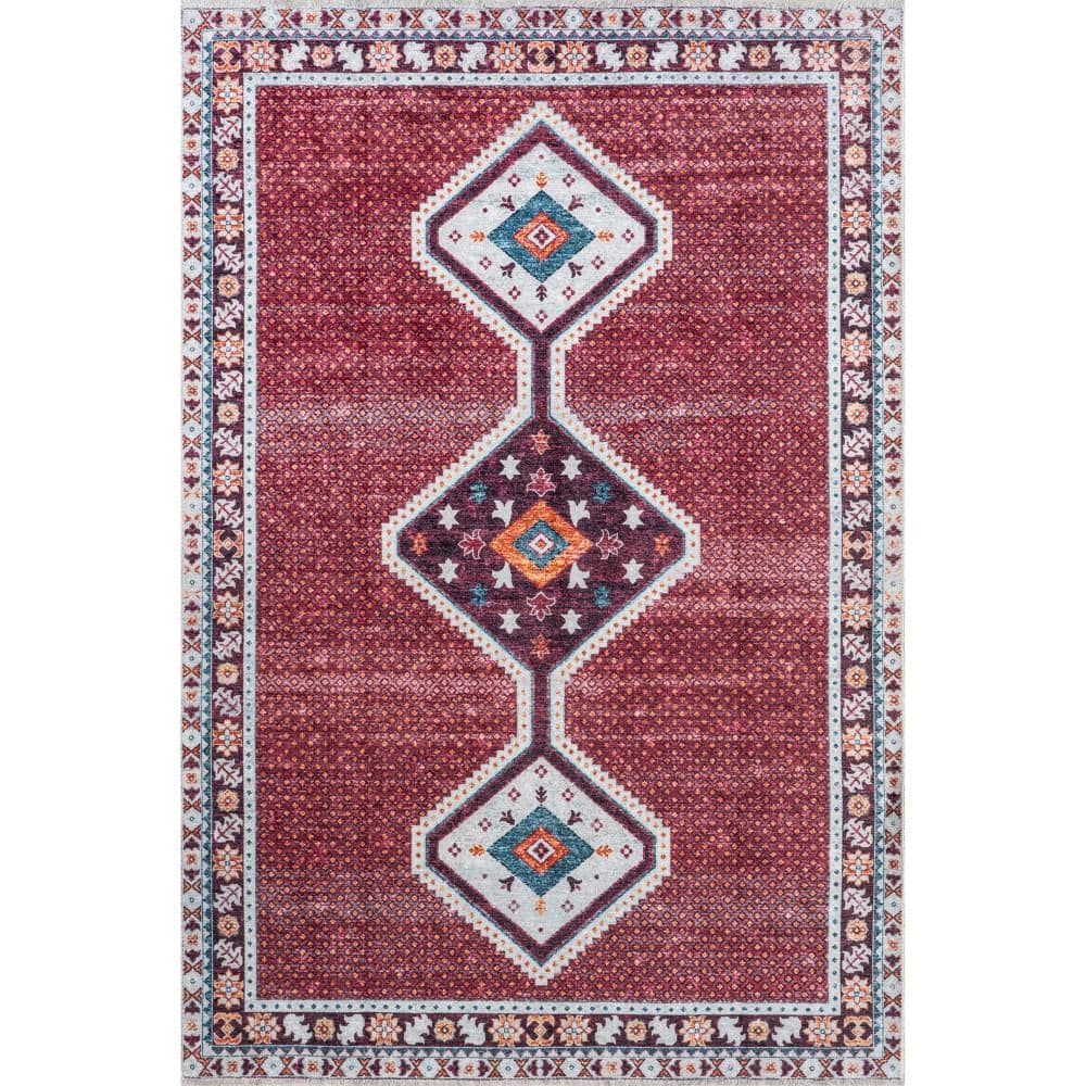 Prabal Gurung Baitadi Geometric Machine Washable Burgundy 10 ft. x 13 ft. Area Rug -  RUGS USA, RZNB10A-10013