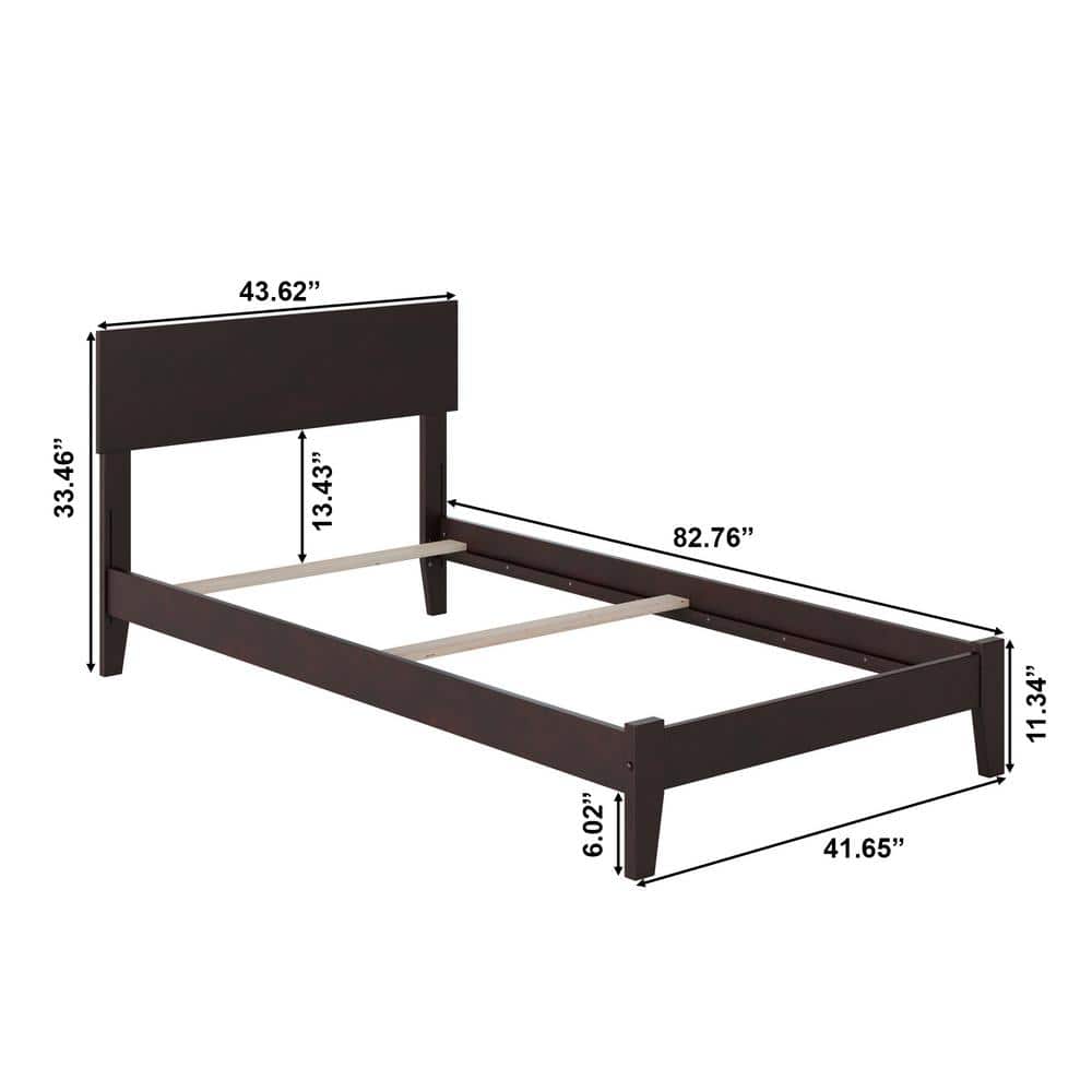 Orlando Dark Wood Twin Platform Bed with Headboard