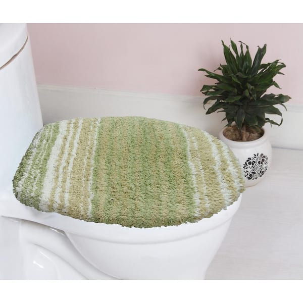 100% Cotton Gradiation Collection Machine Washable 18x18 Toilet Lid Cover, Sage