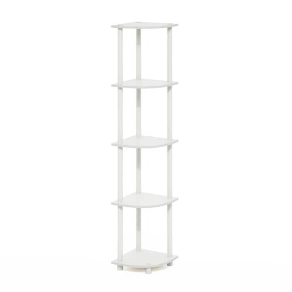 Furinno Turn-N-Tube 57.7 in. Tall White/White Wood 5-Shelf Etagere Bookcases