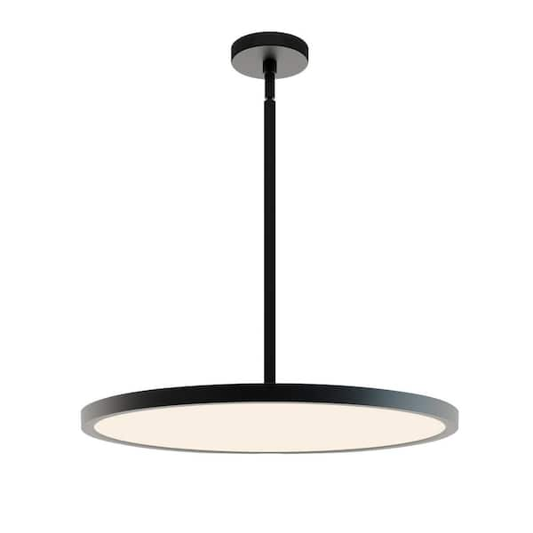 AFX Edge Round Large Integrated LED Black Shaded Pendant with Black Aluminum Shade