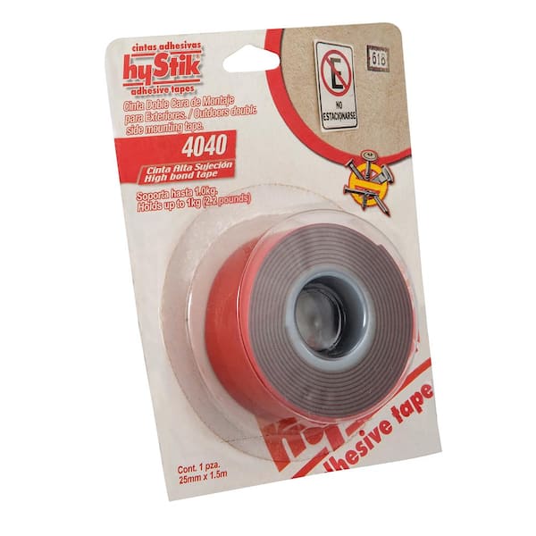 hyStik 4040 1 in. x 1.67 yds. Gray Exterior Mounting Tape with Red Liner (1-Roll)