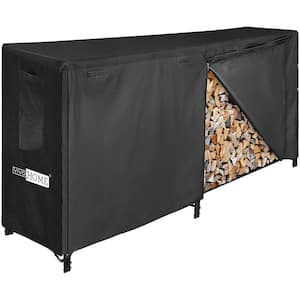 8 ft. Waterproof 600D Oxford Outdoor Firewood Rack Cover with Zipper and Tapes