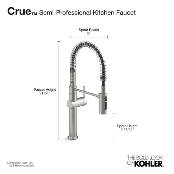 Kohler K 22973 Cp Polished Chrome Crue Single Handle Semi Professional Kitchen Sink Faucet