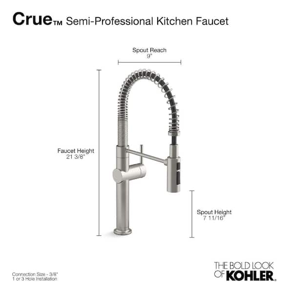 KOHLER Crue Single-Handle Pull-Down Sprayer Kitchen Faucet in Vibrant Brushed Moderne Brass