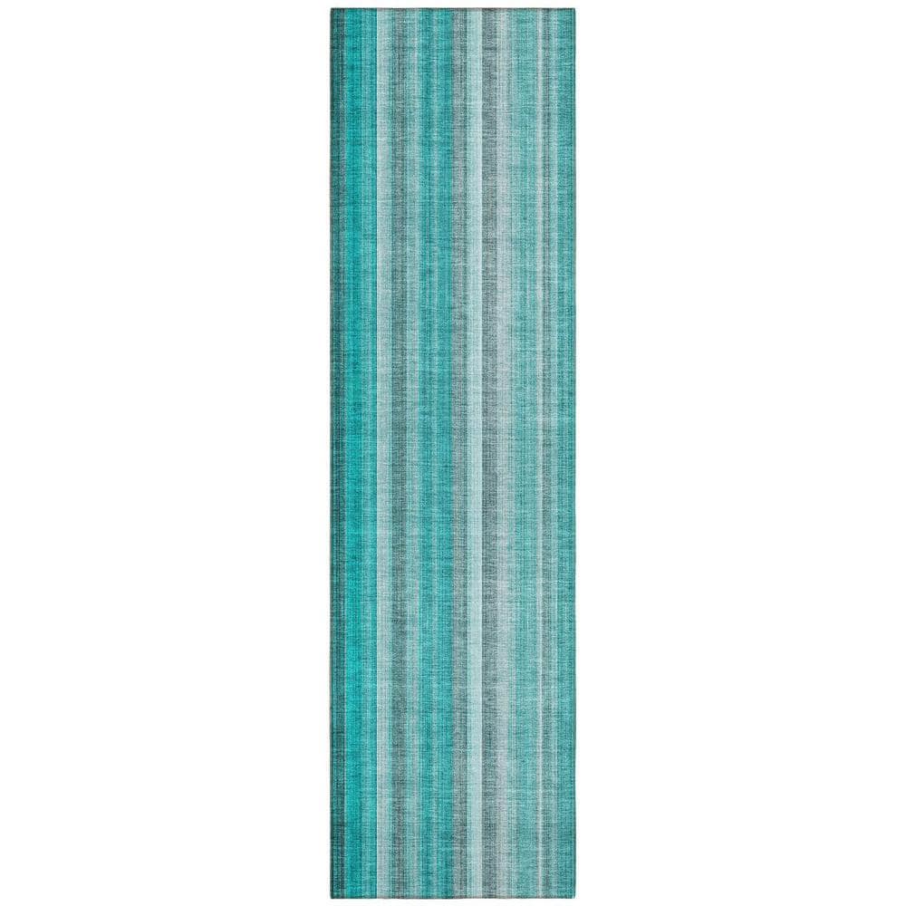 Teal and Gray 2 ft. x 8 ft. Woven Striped Runner Indoor/Outdoor Area Rug price history on PriceWatchPro
