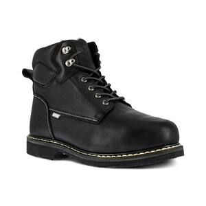 Men's Groundbreaker 6 in. Work Boot - Steel Toe - Black Size 7.5(M) with CushGuard Internal Met Guard