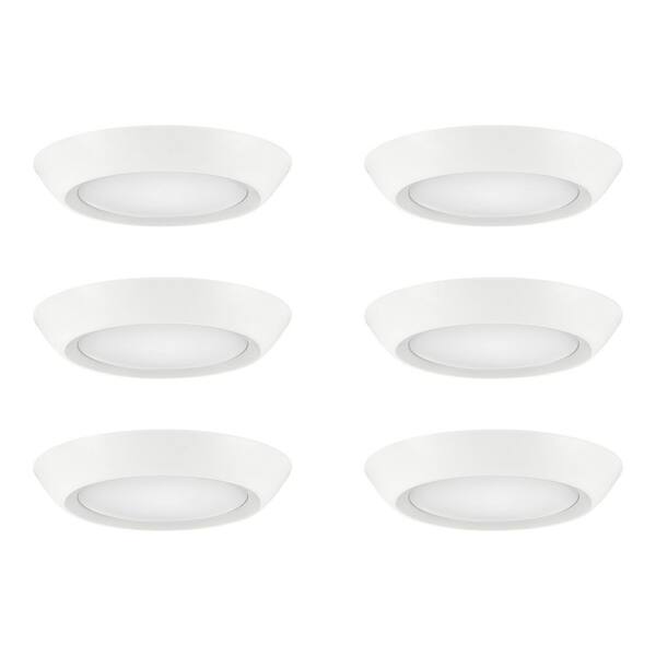 Commercial Electric 6-Pack 4 in. LED Surface Mount Downlight Flush Mount Disk Light Fixture, 900 Lumens, Selectable CCT 2700K-5000K