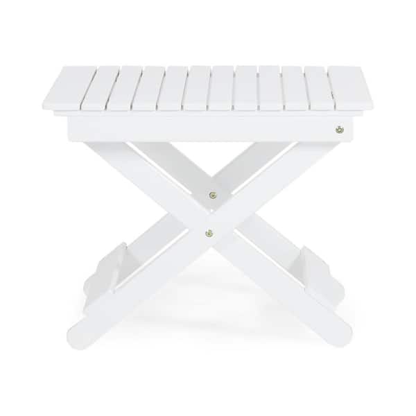 Unbranded White Folding Acacia Wood Outdoor Side Table