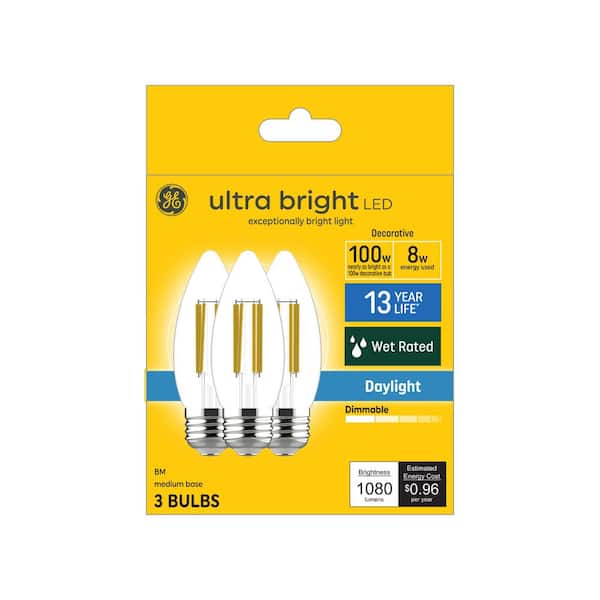 100.0-Watt Equivalent B12 LED Daylight Dimmable Bulb 3-Pack