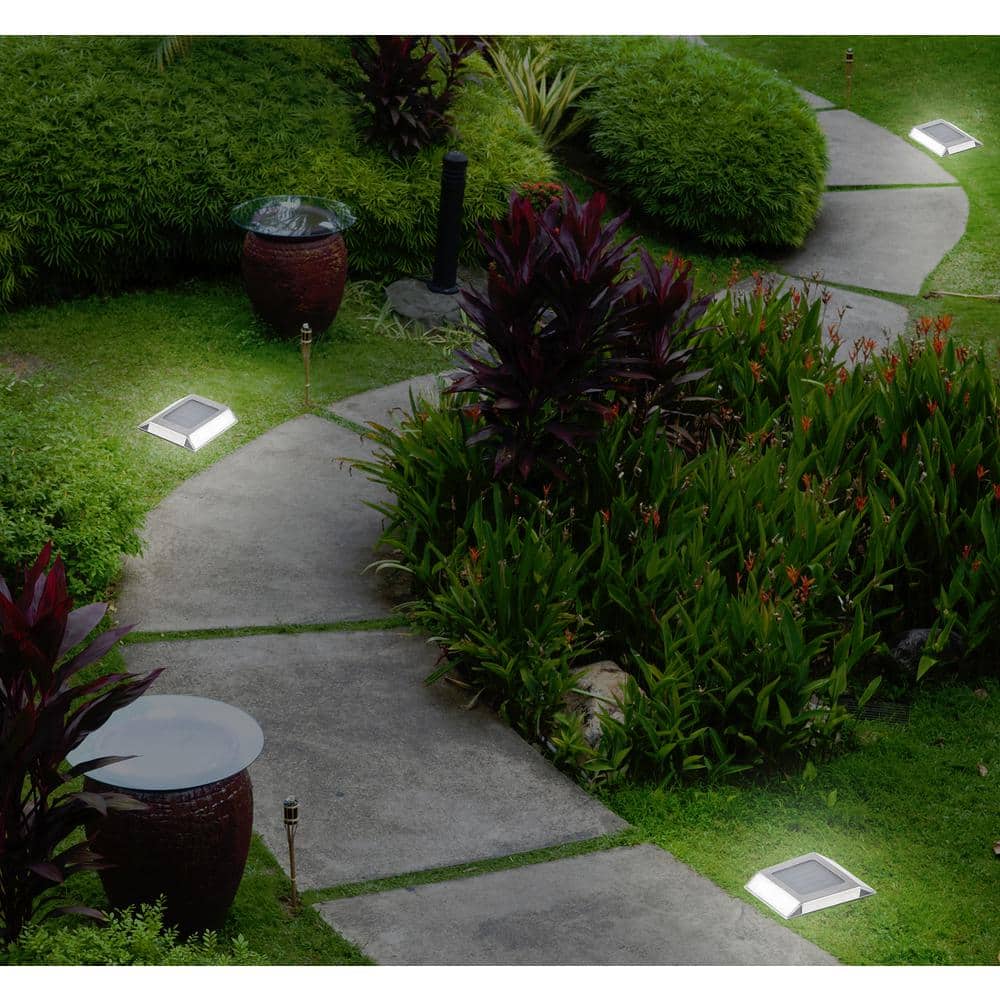 Stainless Steel Solar LED Pathway Lanterns Multipack