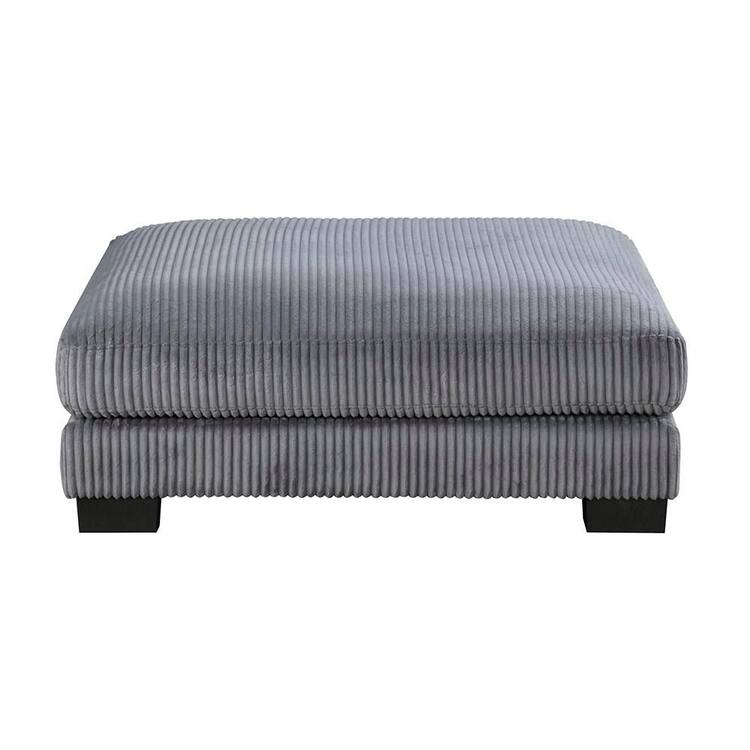 Lazzara Turbo Gray Corduroy Fabric Square Ottoman