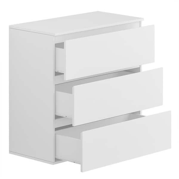 3-Drawer White Wood Chest of Drawers Bedside Table Storage Dresser Freestanding Cabinet 30 in. W x 32 in. H x 16 in. D