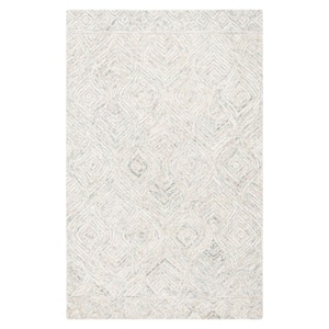 Ikat Beige/Grey Doormat 3 ft. x 5 ft. Trellis Striped Area Rug