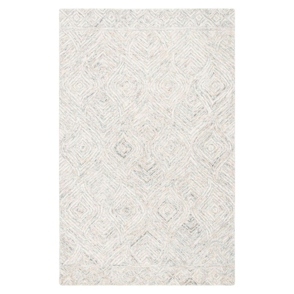 SAFAVIEH Ikat Beige/Grey Doormat 3 ft. x 5 ft. Trellis Striped Area Rug