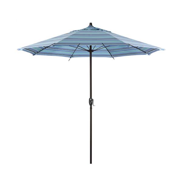 California Umbrella 7.5 ft. Bronze Aluminum Market Patio Umbrella with Fiberglass Ribs and Auto Tilt in Dolce Oasis Sunbrella