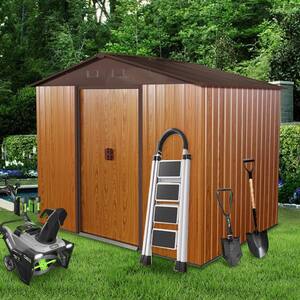 DIY Install 5.31 ft. W x 7.41 ft. D x 6.23 ft. H Coffee Metal Shed with Water Repellency Durability (39.3 sq. ft.)
