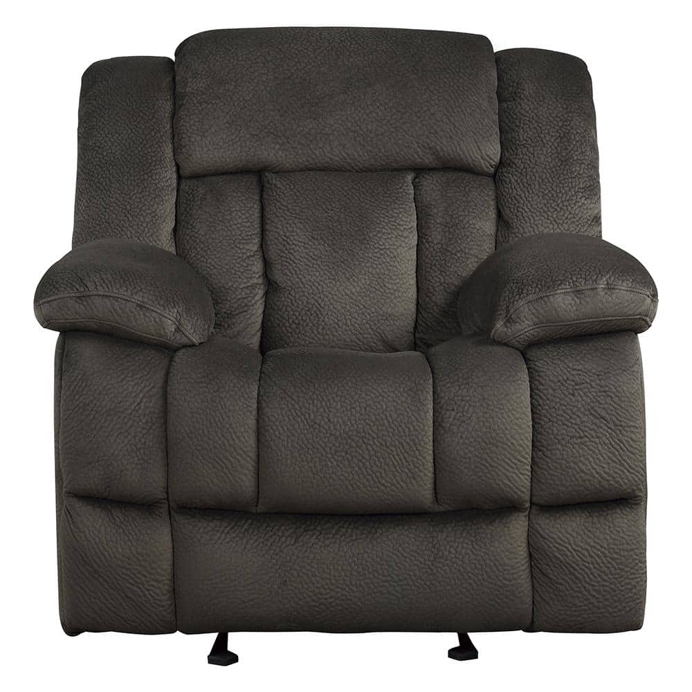 Contemporary Chocolate Microfiber Glider Recliner with Manufactured Wood