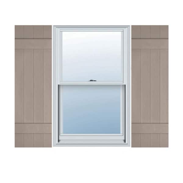 Ekena Millwork 14 in. x 39 in. Lifetime Vinyl Standard Four Board Joined Board and Batten Shutters Pair Clay