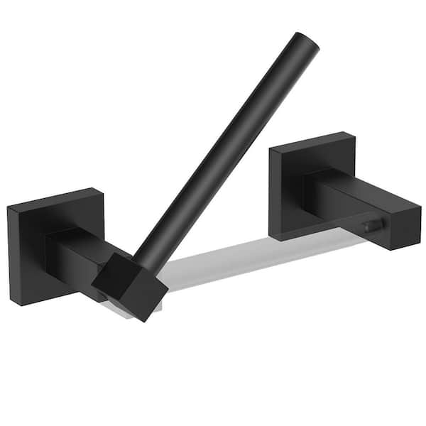 BWE Wall Mounted Toilet Paper Holder Double Post Pivoting Square Tissue Holders Roll Hangers Stand Modern in Matte Black
