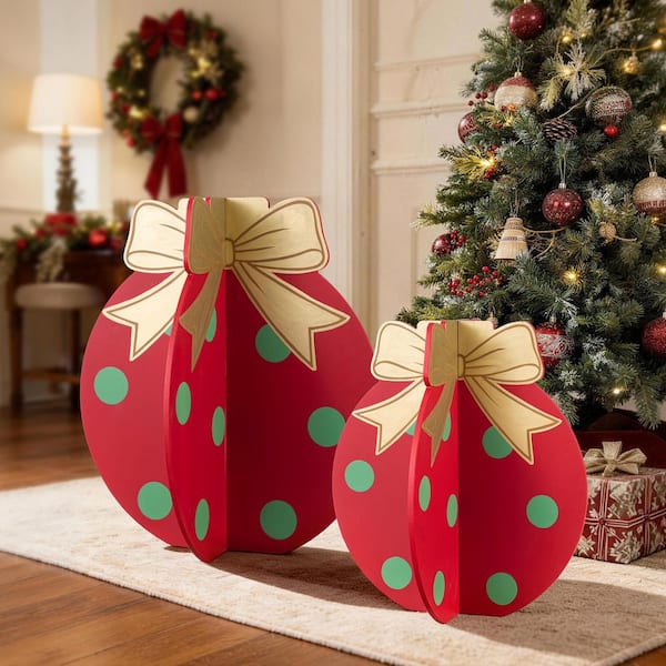 Glitzhome 22 in. H Set of 2 Wooden Interlocking Christmas